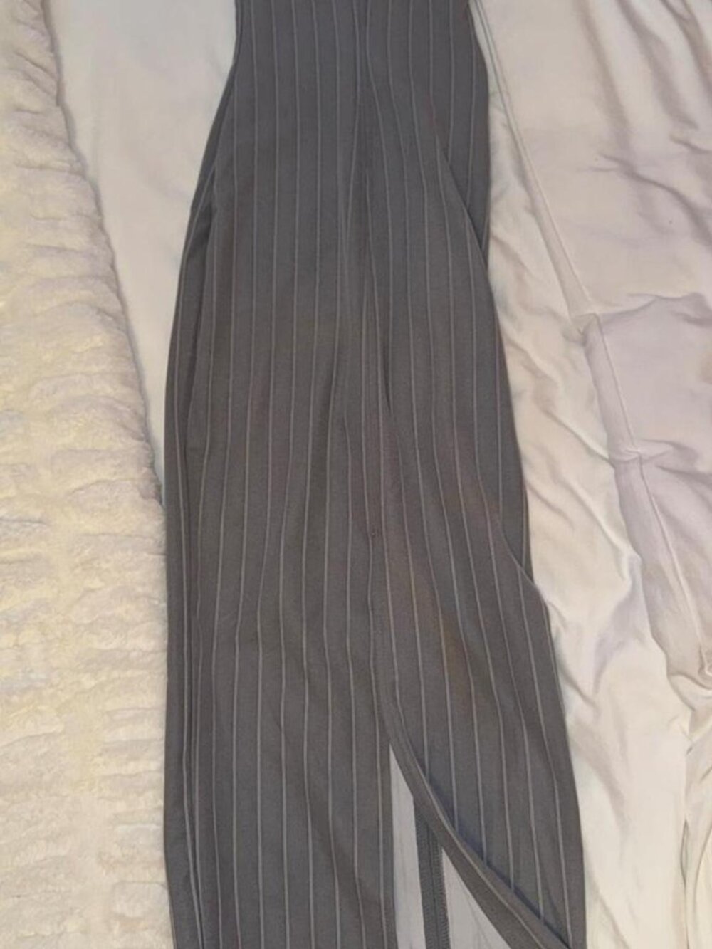 Bershka gray pinstripe maxi dress with small slit